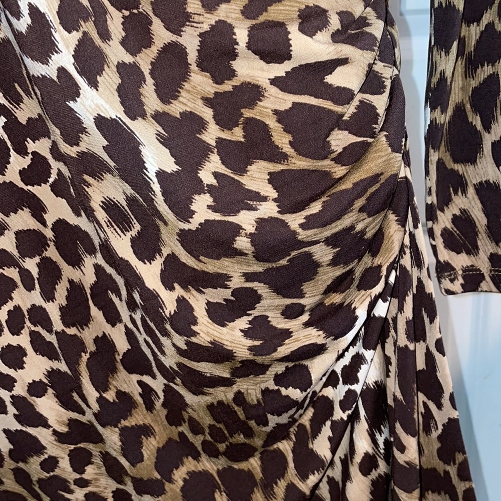 Michael Kors Ruched Leopard Bodycon-Size 6 - Picture 3 of 13